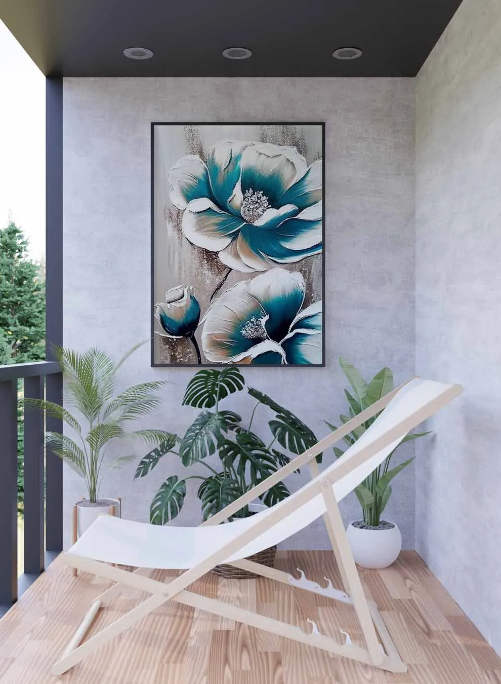 Canvas Wall Art Stretched Over Wooden Frame with Black Floating Frame