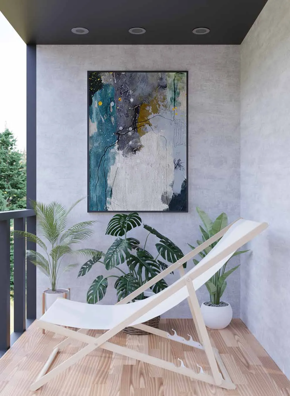 Canvas Wall Art Stretched Over Wooden Frame with Black Floating Frame