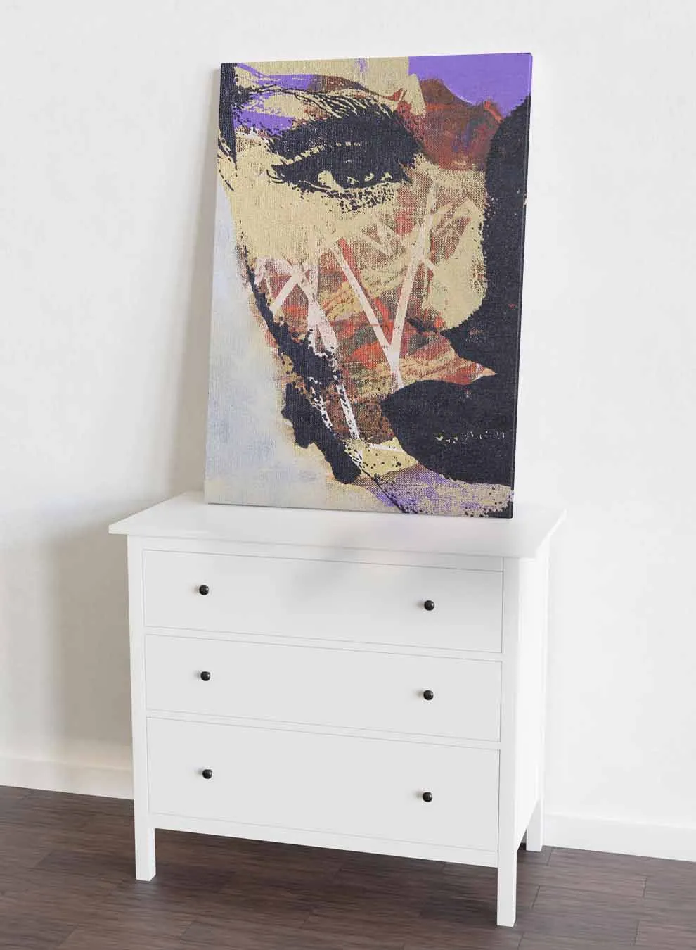 Canvas Wall Art Stretched Over Wooden Frame with Black Floating Frame