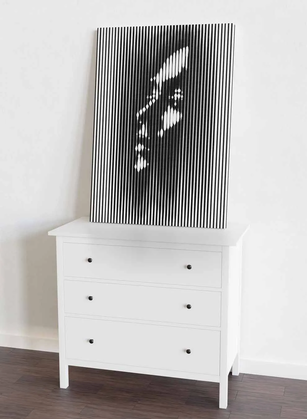 Canvas Wall Art Stretched Over Wooden Frame with Black Floating Frame