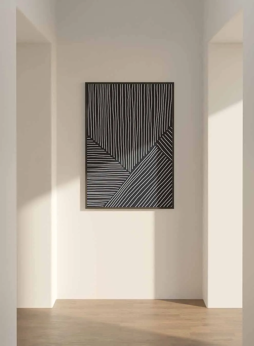 Canvas Wall Art Stretched Over Wooden Frame with Black Floating Frame