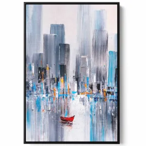Canvas Wall Art Stretched Over Wooden Frame with Black Floating Frame