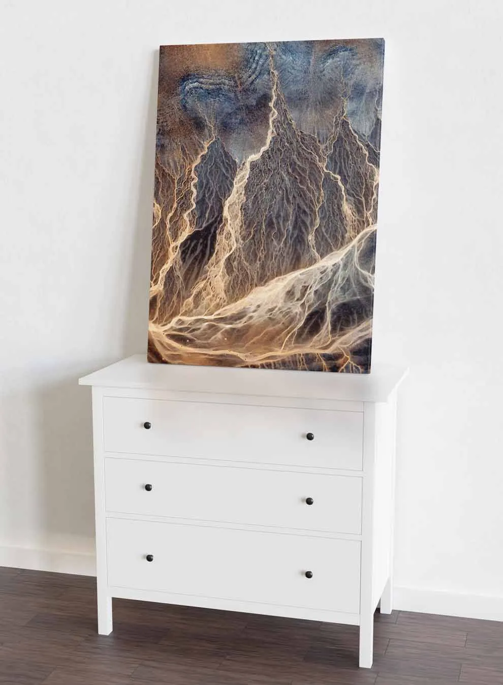 Canvas Wall Art Stretched Over Wooden Frame with Black Floating Frame