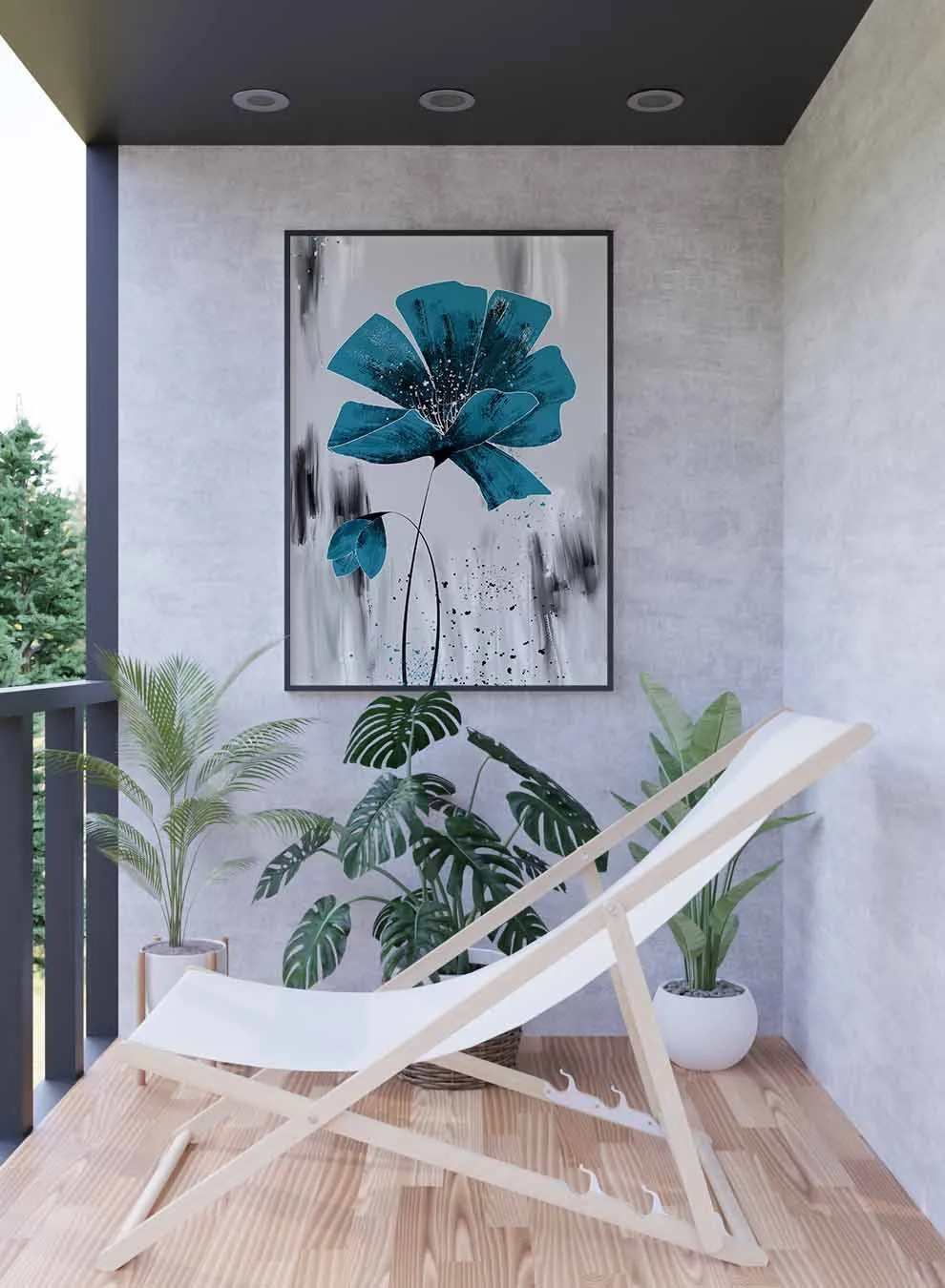 Canvas Wall Art Stretched Over Wooden Frame with Black Floating Frame