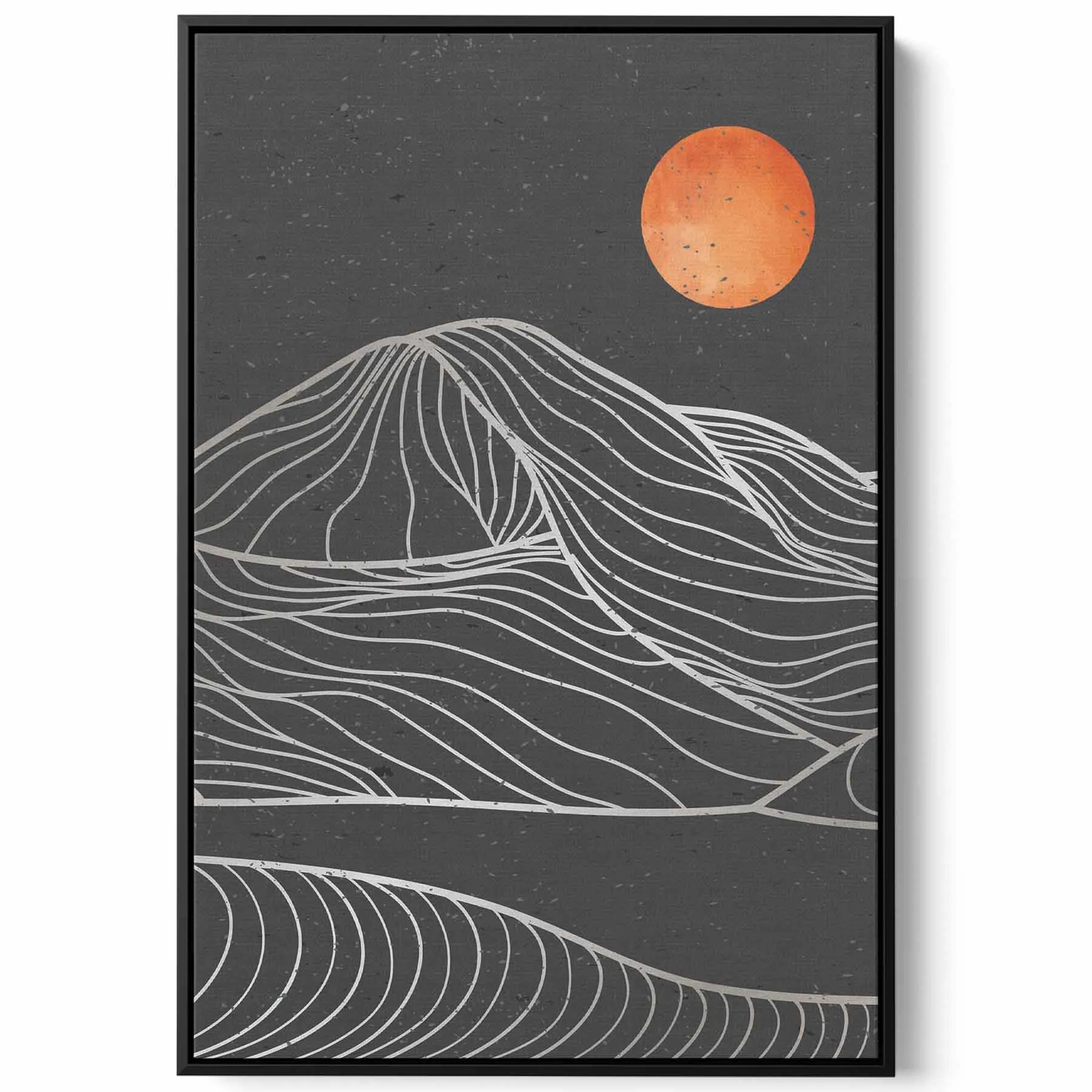Canvas Wall Art Stretched Over Wooden Frame with Black Floating Frame