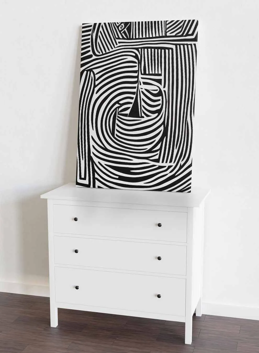 Canvas Wall Art Stretched Over Wooden Frame with Black Floating Frame