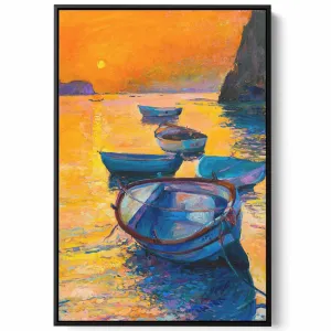 Canvas Wall Art Stretched Over Wooden Frame with Black Floating Frame