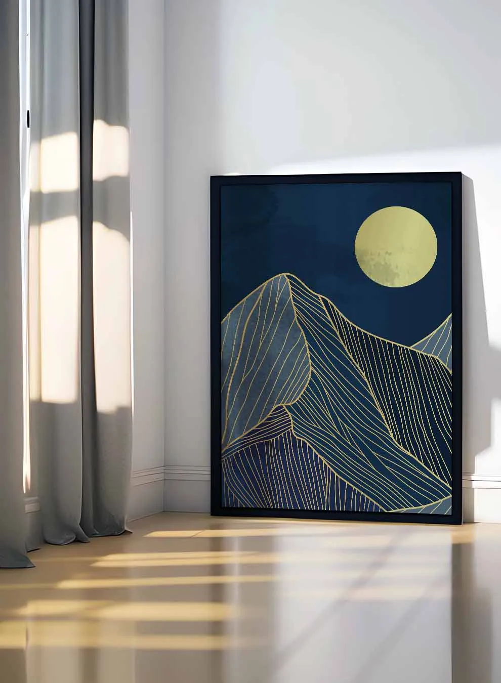 Canvas Wall Art Stretched Over Wooden Frame with Black Floating Frame