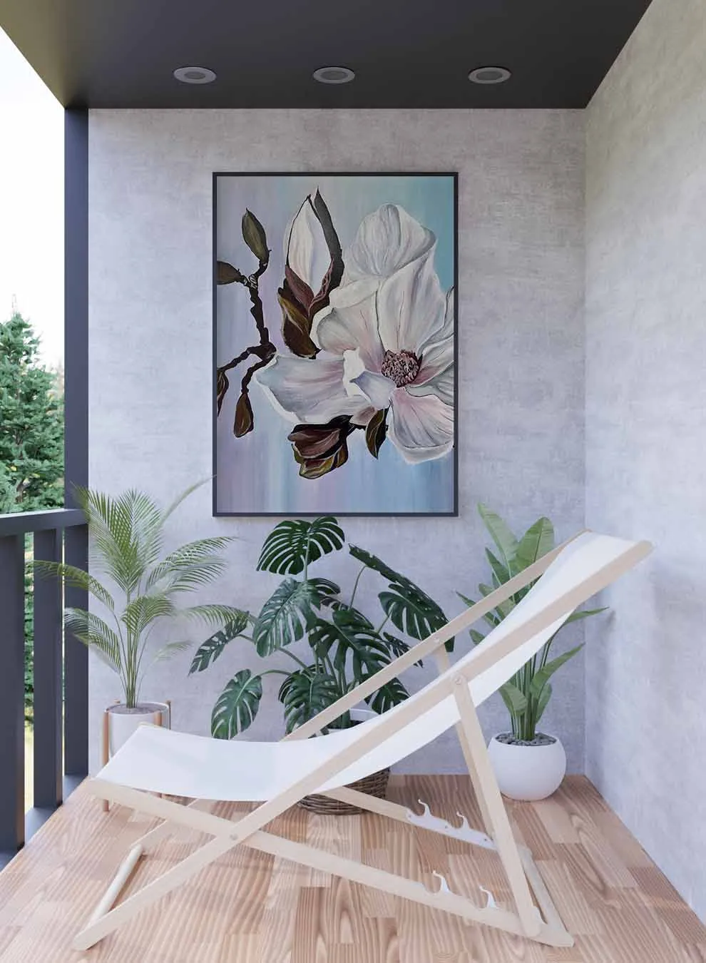 Canvas Wall Art Stretched Over Wooden Frame with Black Floating Frame
