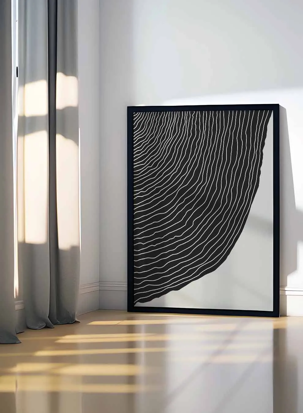 Canvas Wall Art Stretched Over Wooden Frame with Black Floating Frame