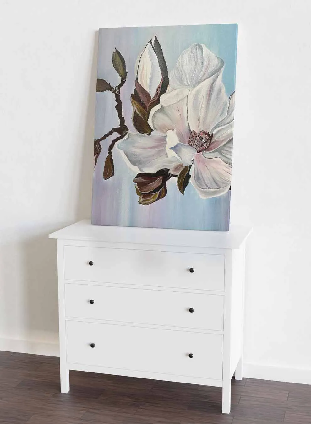 Canvas Wall Art Stretched Over Wooden Frame with Black Floating Frame