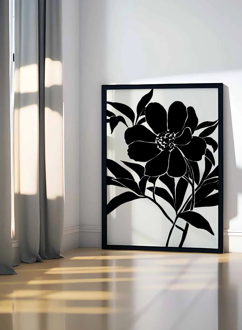 Canvas Wall Art Stretched Over Wooden Frame with Black Floating Frame
