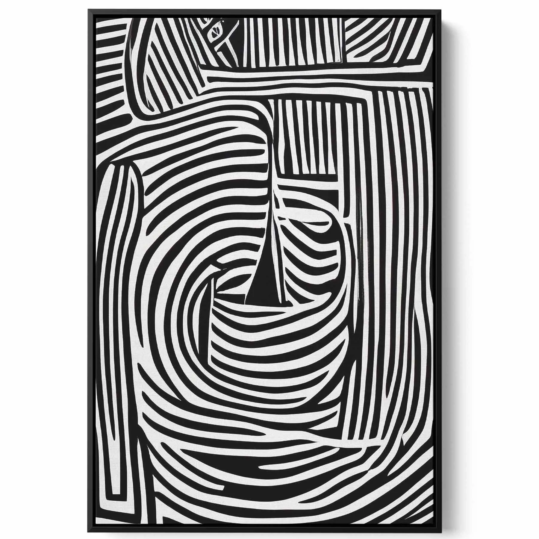Canvas Wall Art Stretched Over Wooden Frame with Black Floating Frame
