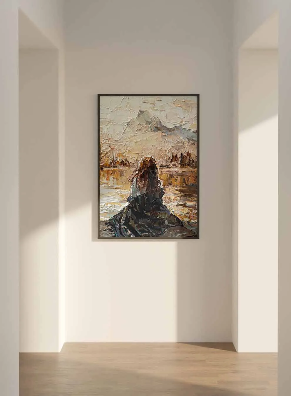 Canvas Wall Art Stretched Over Wooden Frame with Black Floating Frame