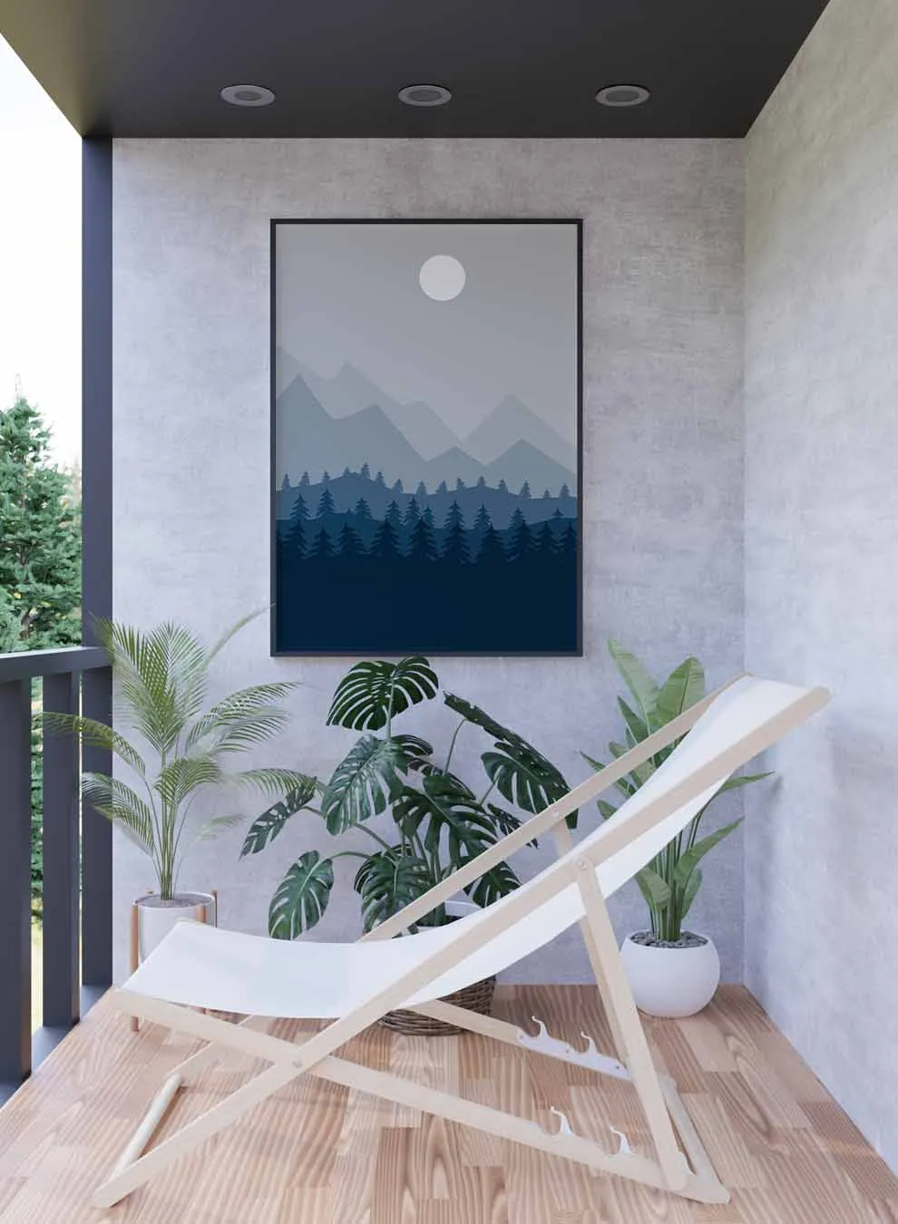 Canvas Wall Art Stretched Over Wooden Frame with Black Floating Frame