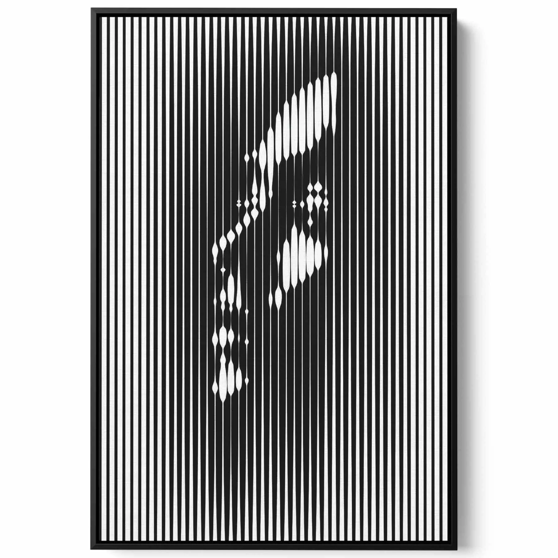 Canvas Wall Art Stretched Over Wooden Frame with Black Floating Frame