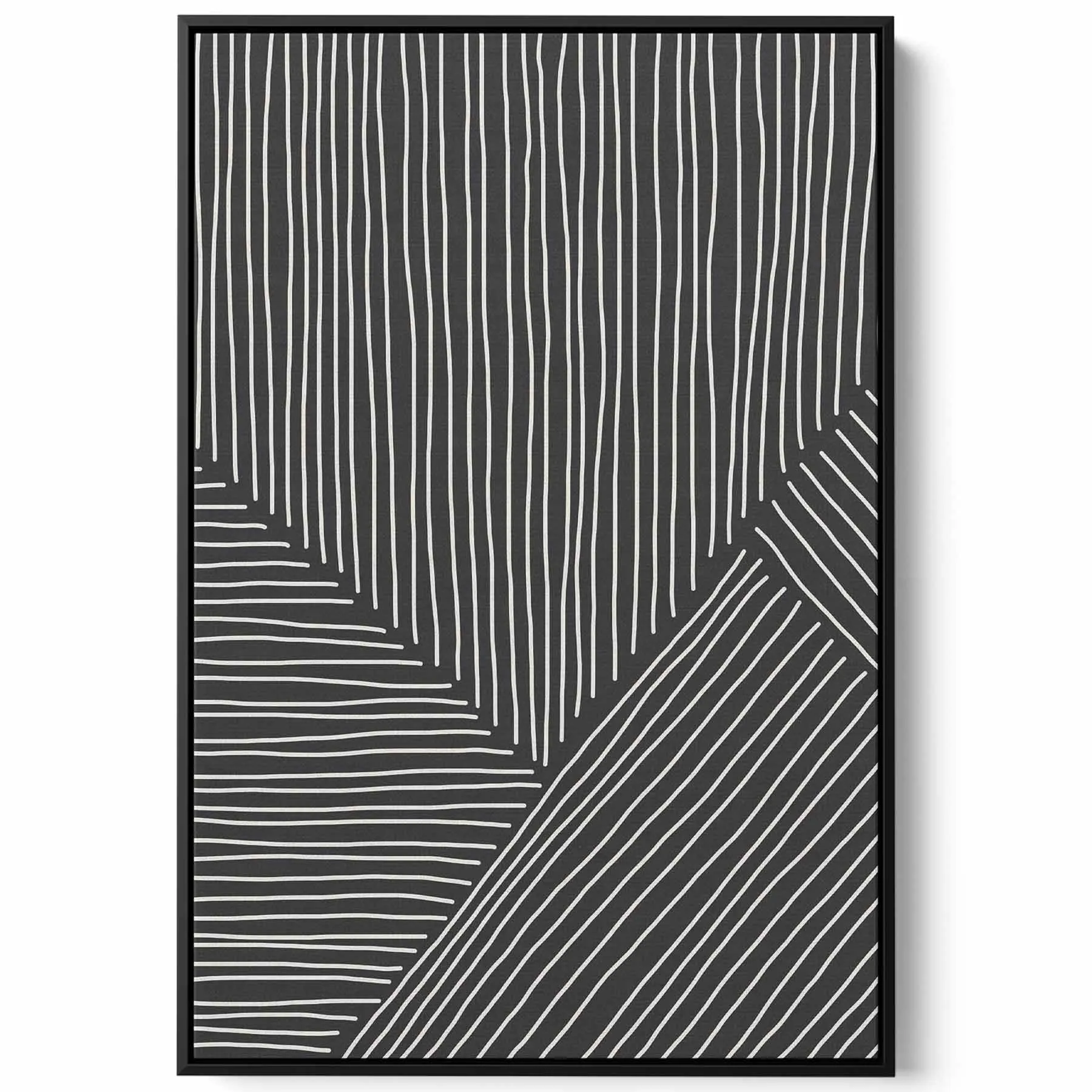 Canvas Wall Art Stretched Over Wooden Frame with Black Floating Frame