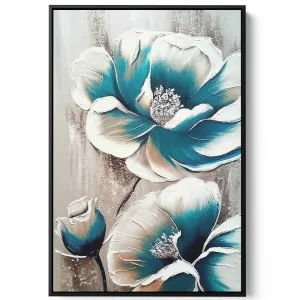 Canvas Wall Art Stretched Over Wooden Frame with Black Floating Frame