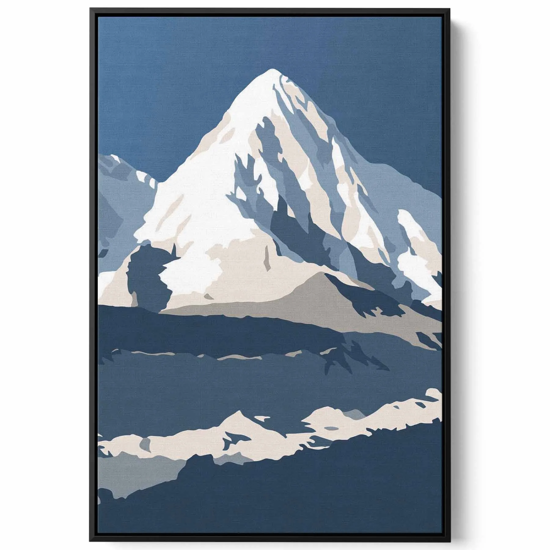 Canvas Wall Art Stretched Over Wooden Frame with Black Floating Frame