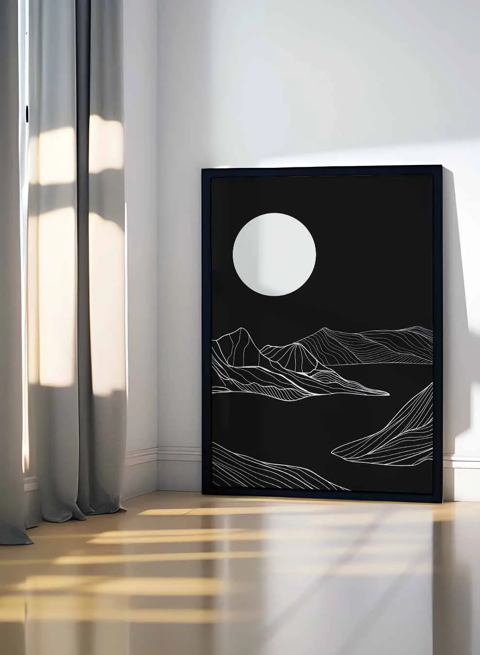 Canvas Wall Art Stretched Over Wooden Frame with Black Floating Frame