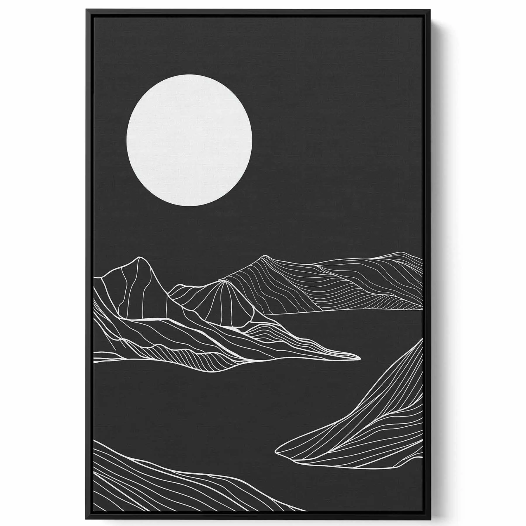 Canvas Wall Art Stretched Over Wooden Frame with Black Floating Frame