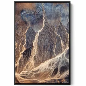 Canvas Wall Art Stretched Over Wooden Frame with Black Floating Frame