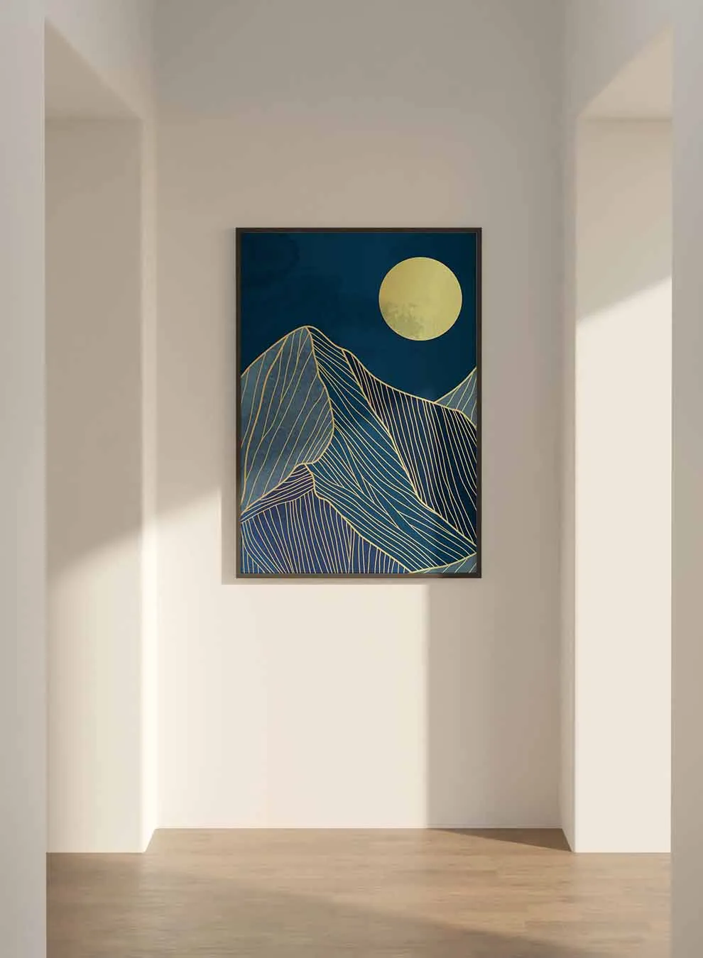 Canvas Wall Art Stretched Over Wooden Frame with Black Floating Frame