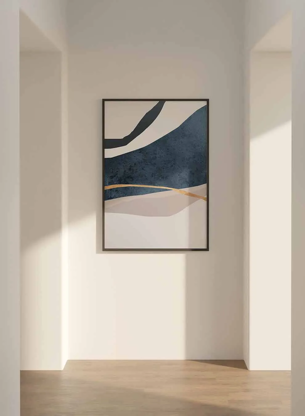 Canvas Wall Art Stretched Over Wooden Frame with Black Floating Frame