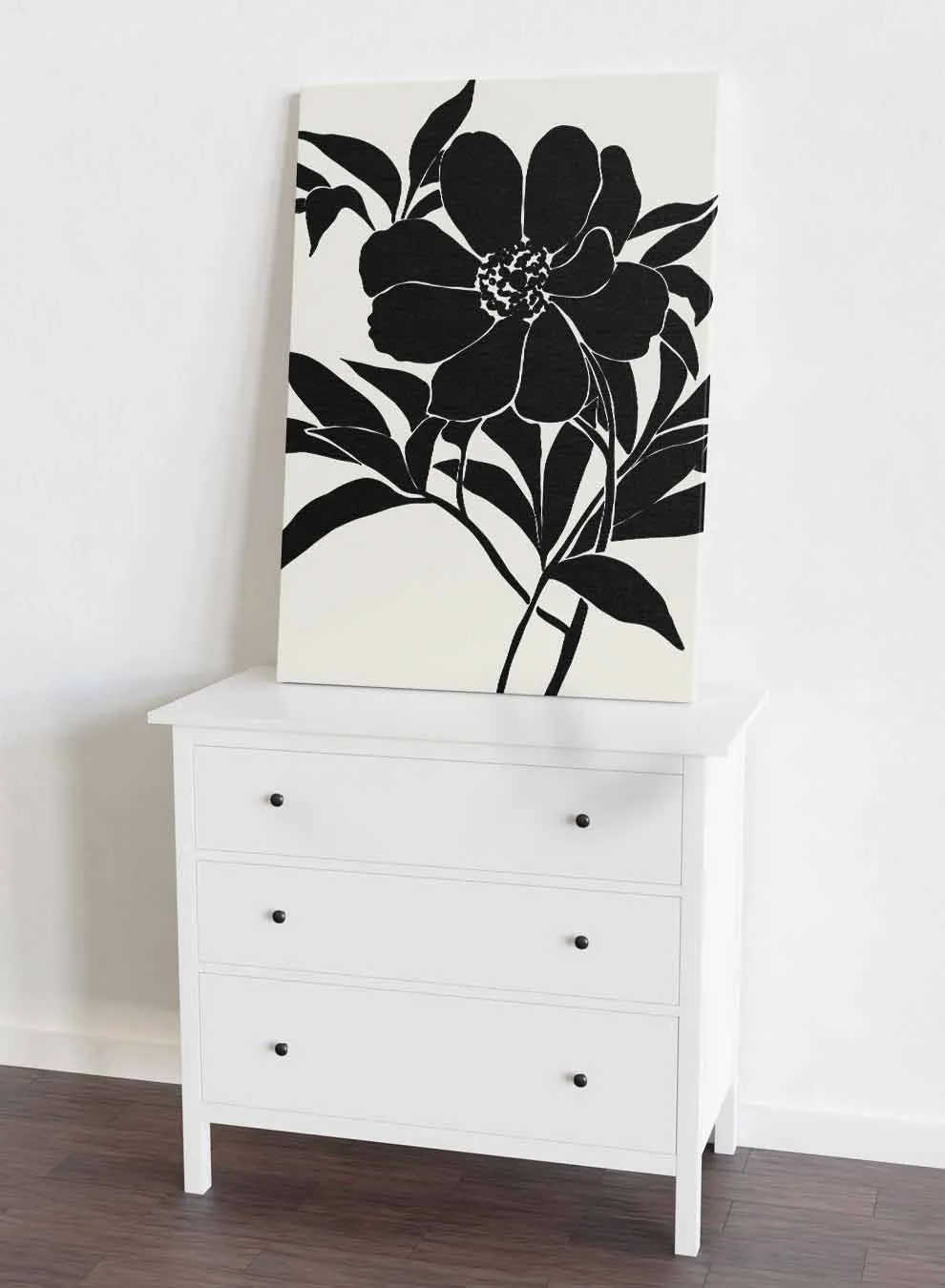Canvas Wall Art Stretched Over Wooden Frame with Black Floating Frame