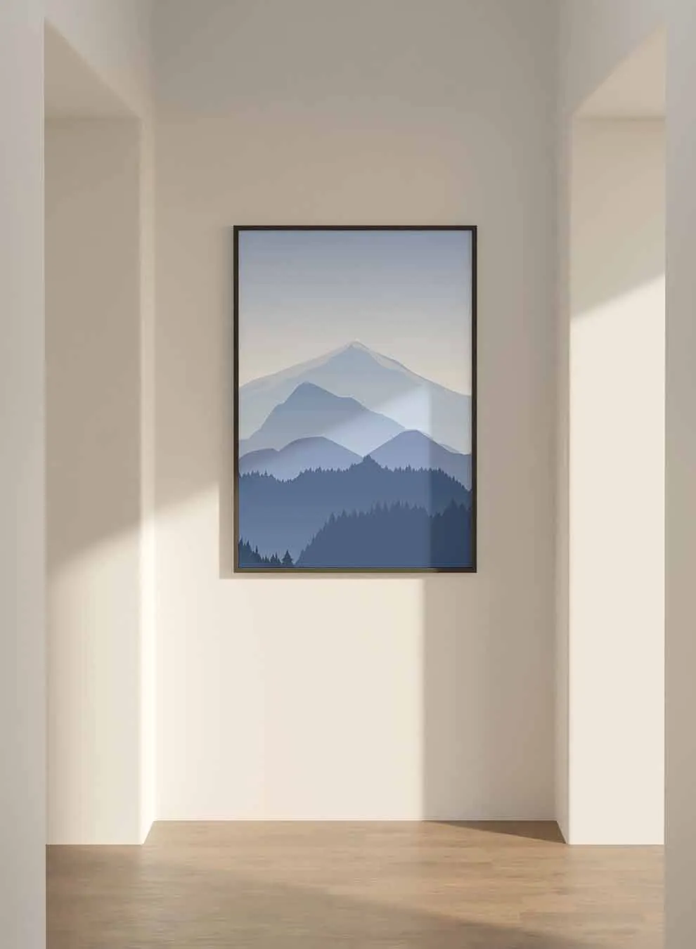 Canvas Wall Art Stretched Over Wooden Frame with Black Floating Frame