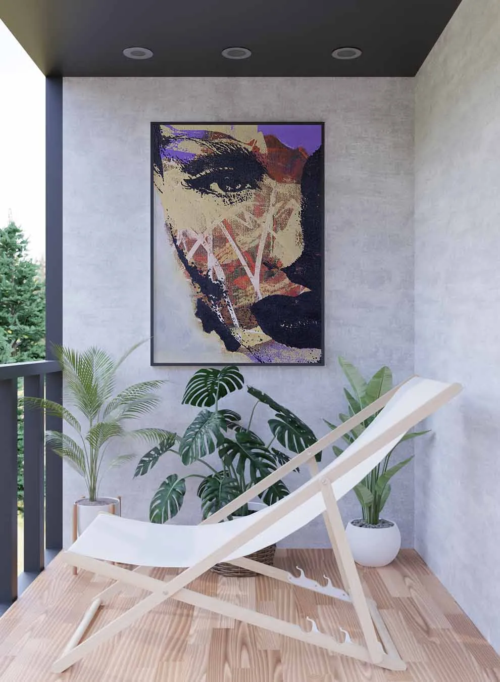 Canvas Wall Art Stretched Over Wooden Frame with Black Floating Frame