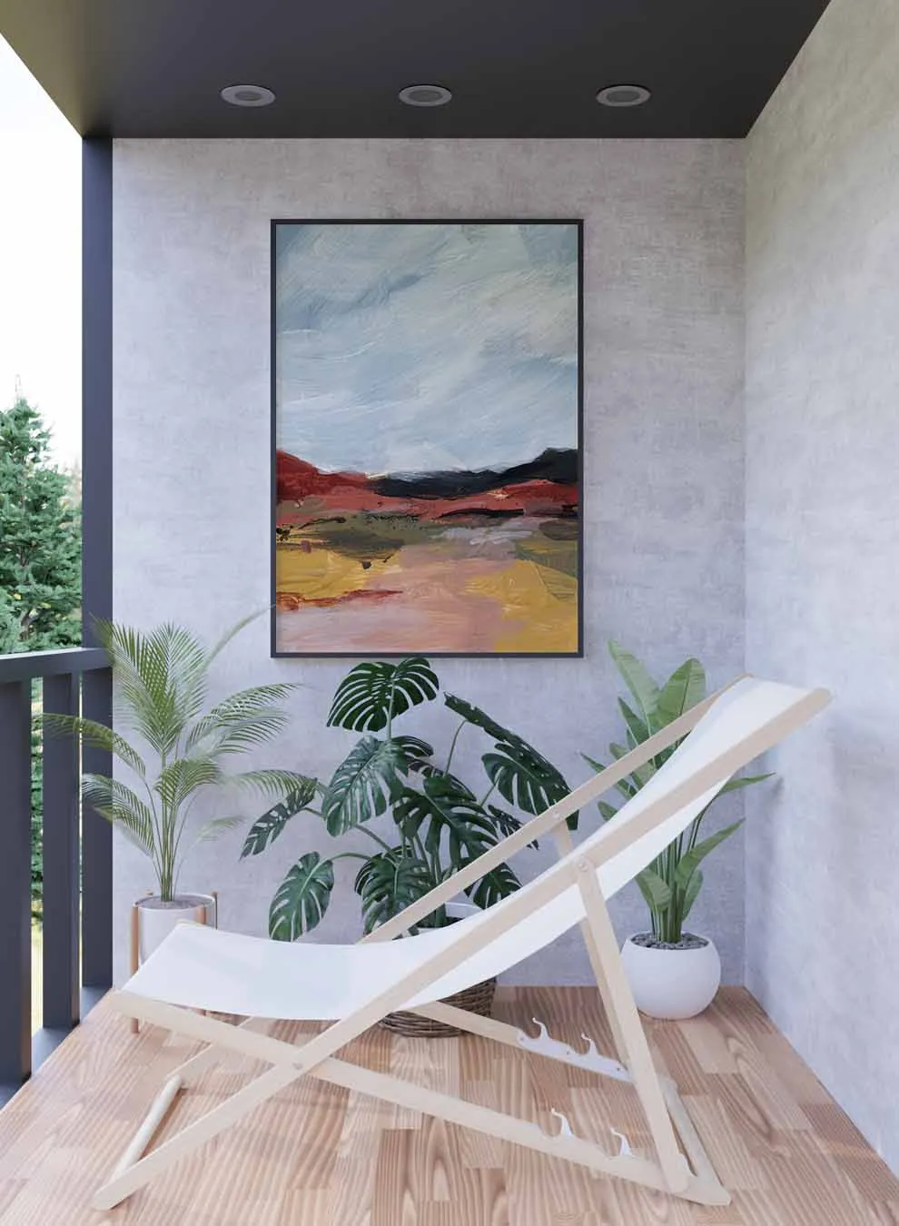 Canvas Wall Art Stretched Over Wooden Frame with Black Floating Frame