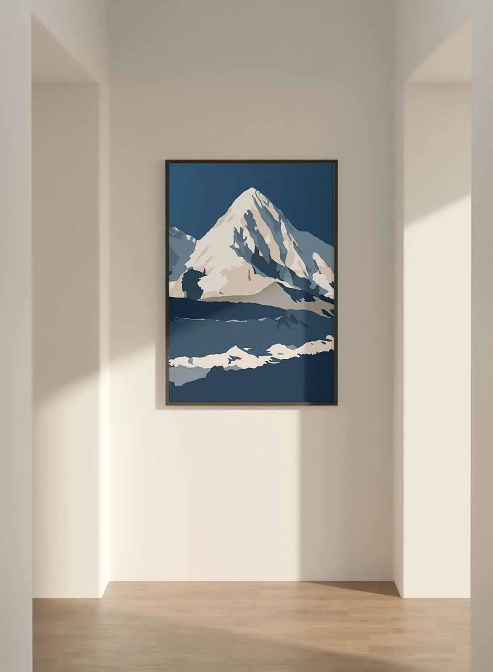 Canvas Wall Art Stretched Over Wooden Frame with Black Floating Frame