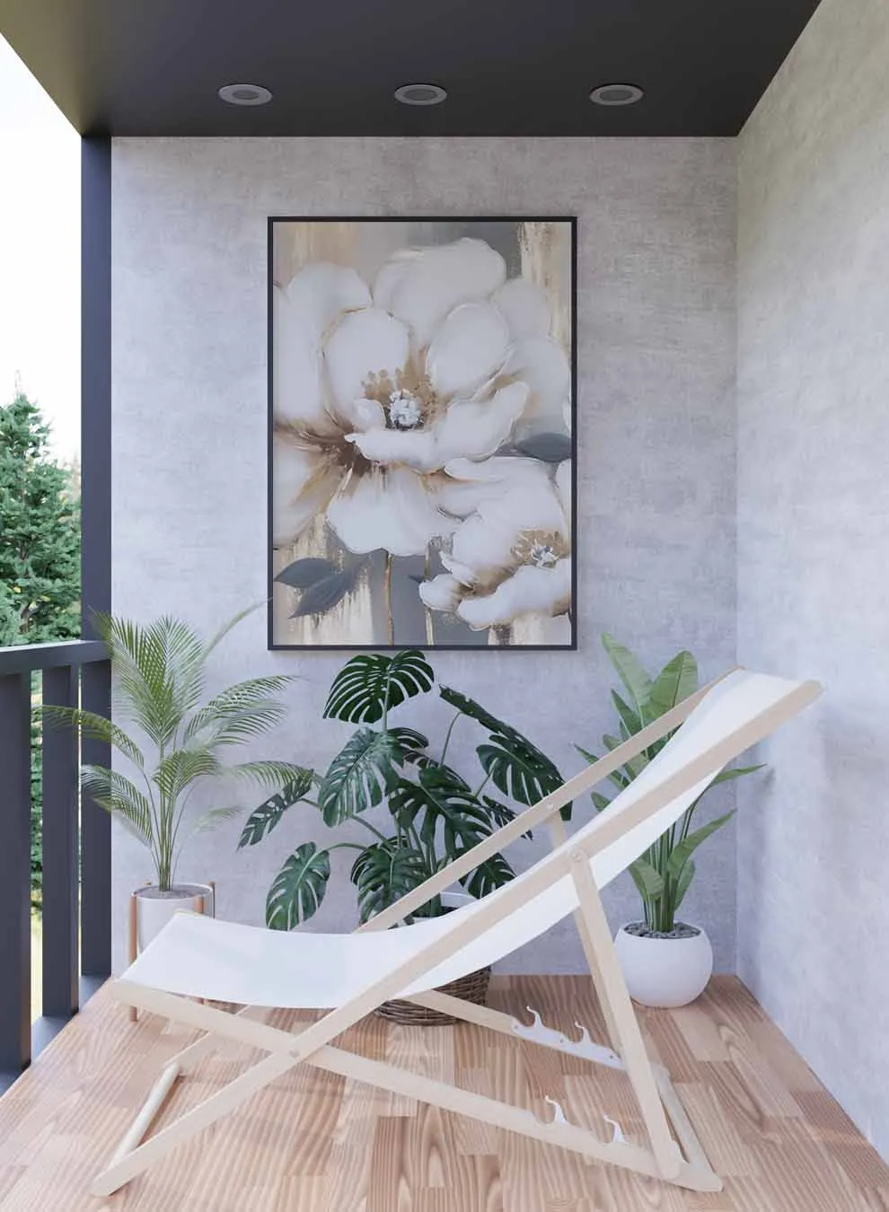 Canvas Wall Art Stretched Over Wooden Frame with Black Floating Frame