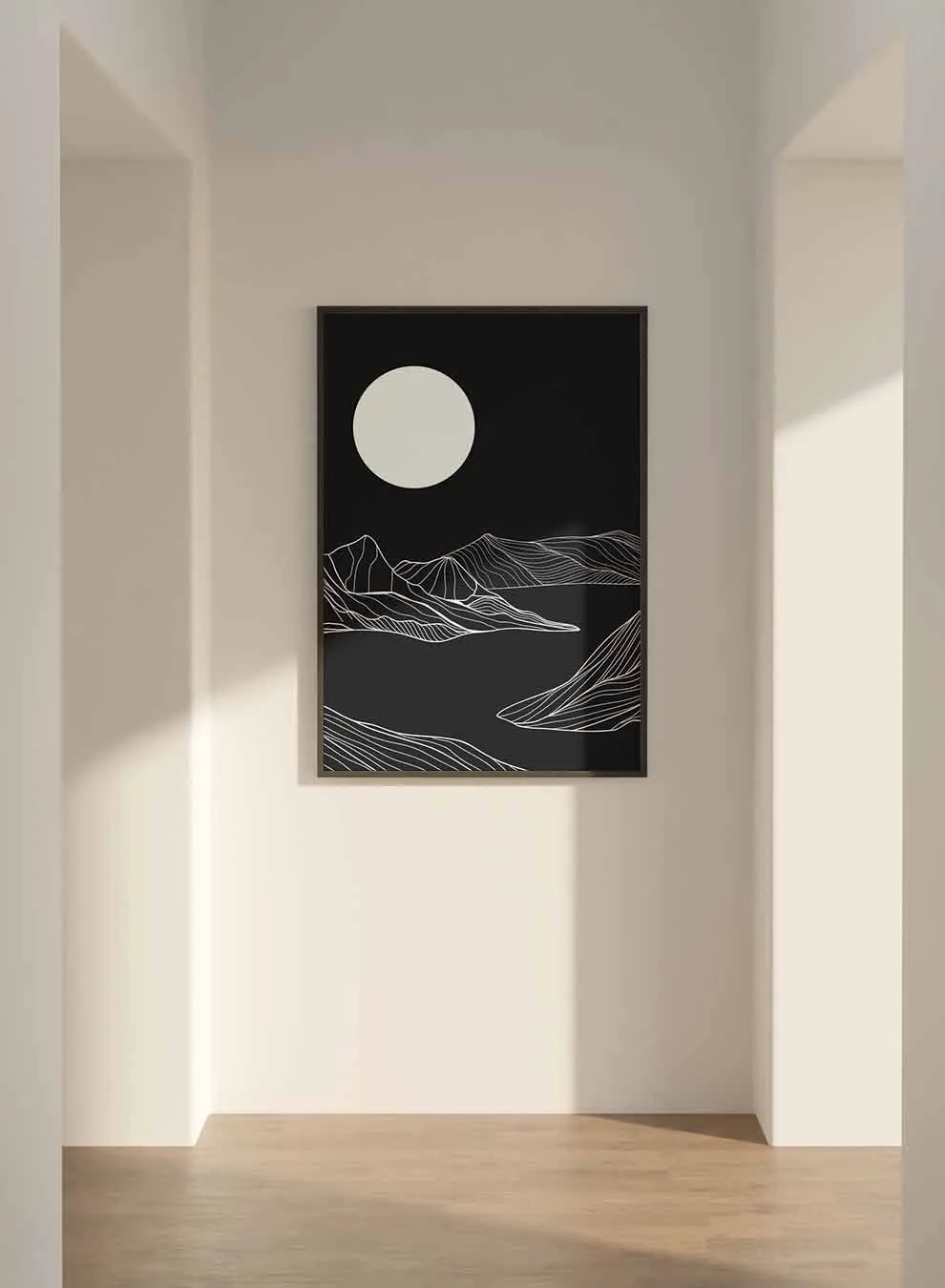 Canvas Wall Art Stretched Over Wooden Frame with Black Floating Frame