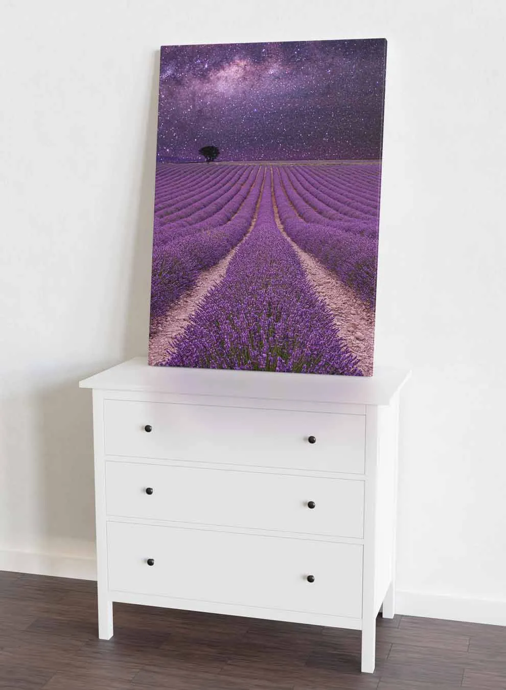 Canvas Wall Art Stretched Over Wooden Frame with Black Floating Frame