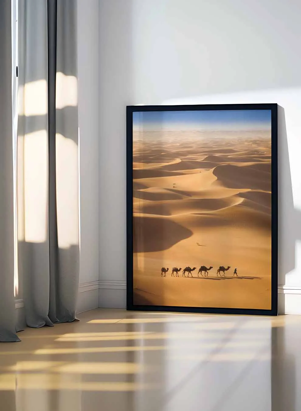 Canvas Wall Art Stretched Over Wooden Frame with Black Floating Frame