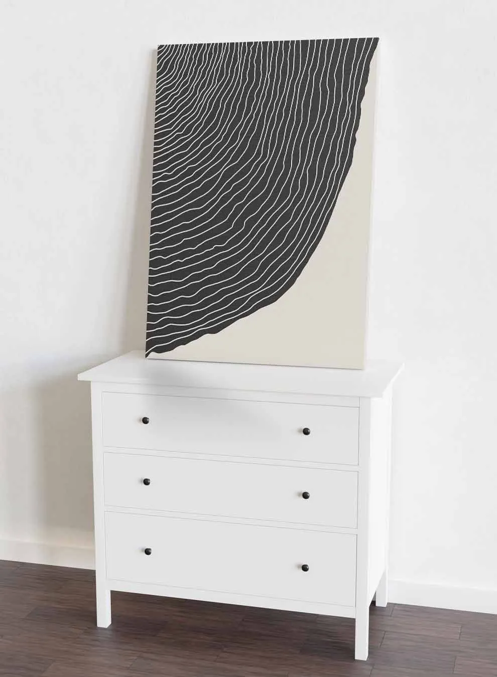 Canvas Wall Art Stretched Over Wooden Frame with Black Floating Frame