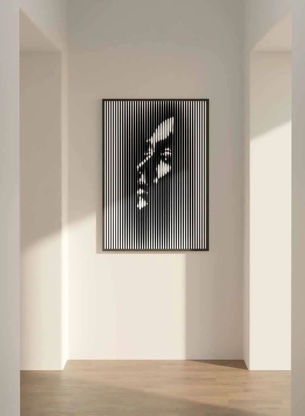 Canvas Wall Art Stretched Over Wooden Frame with Black Floating Frame