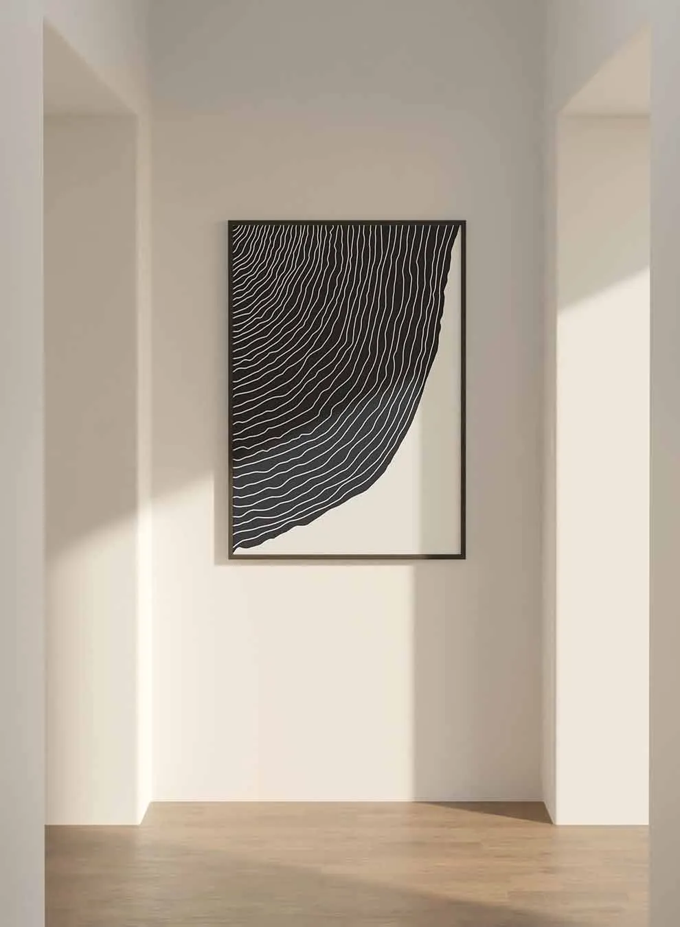 Canvas Wall Art Stretched Over Wooden Frame with Black Floating Frame