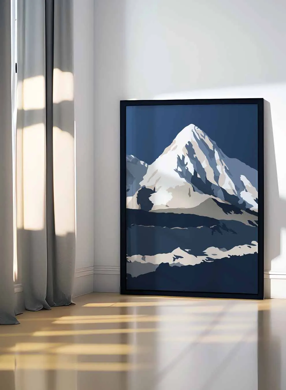 Canvas Wall Art Stretched Over Wooden Frame with Black Floating Frame