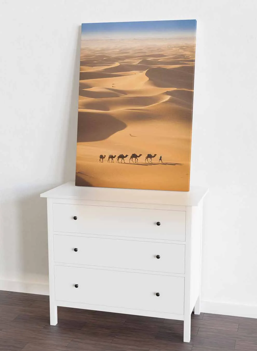 Canvas Wall Art Stretched Over Wooden Frame with Black Floating Frame