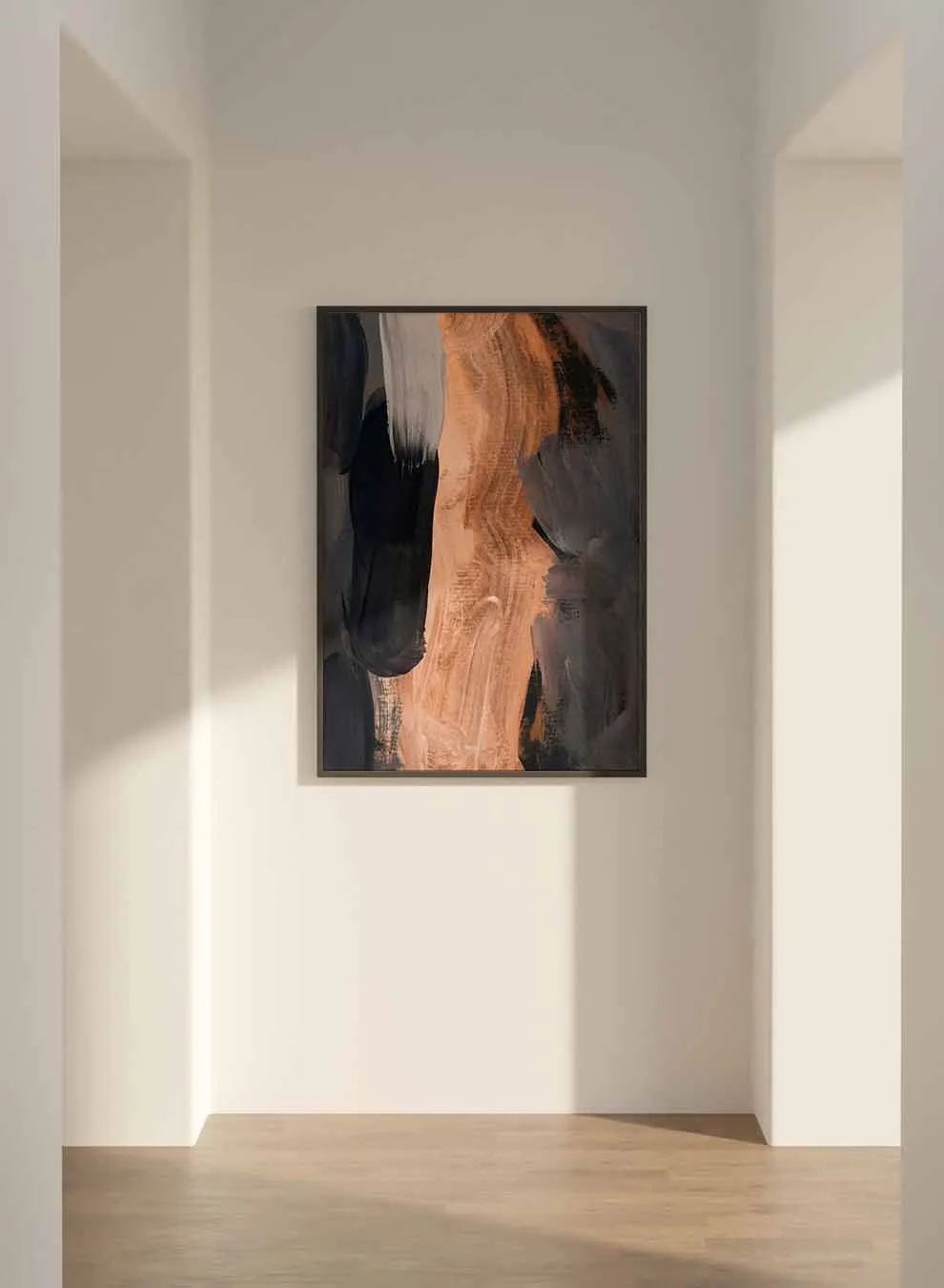 Canvas Wall Art Stretched Over Wooden Frame with Black Floating Frame