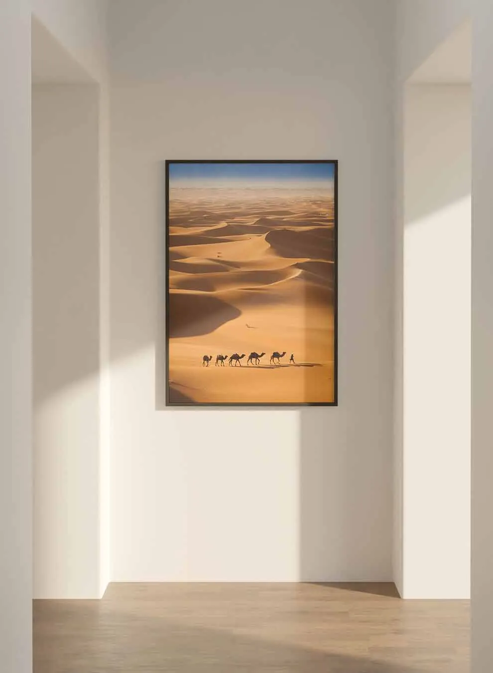 Canvas Wall Art Stretched Over Wooden Frame with Black Floating Frame