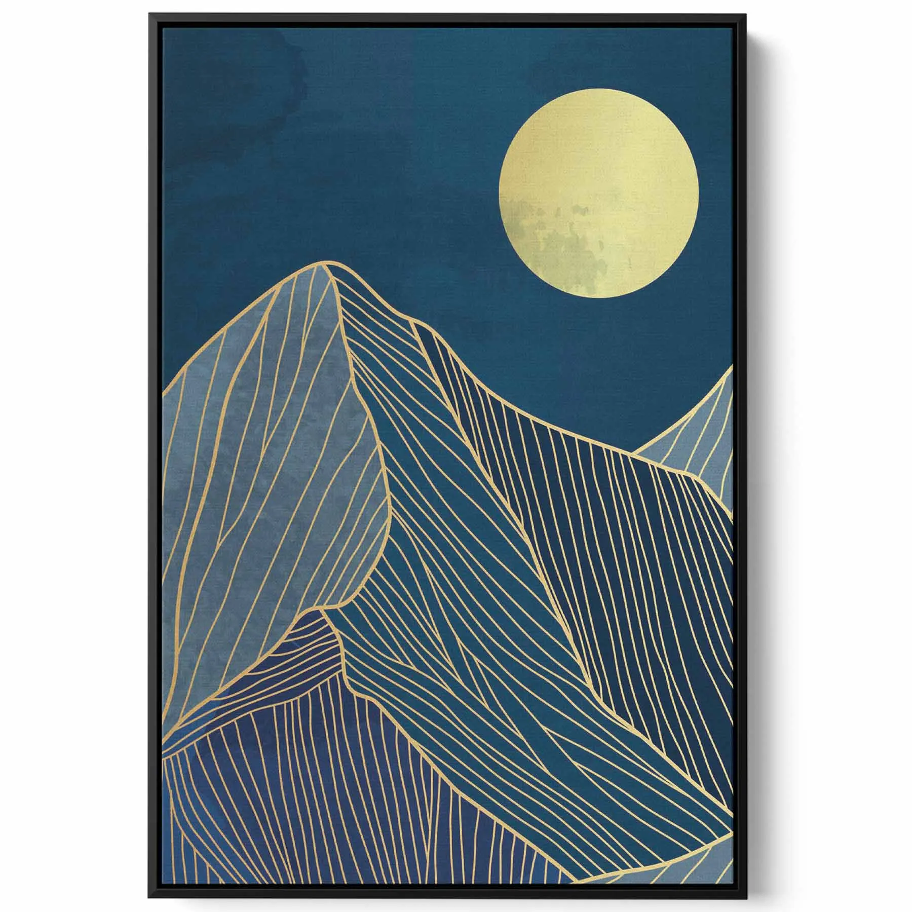 Canvas Wall Art Stretched Over Wooden Frame with Black Floating Frame