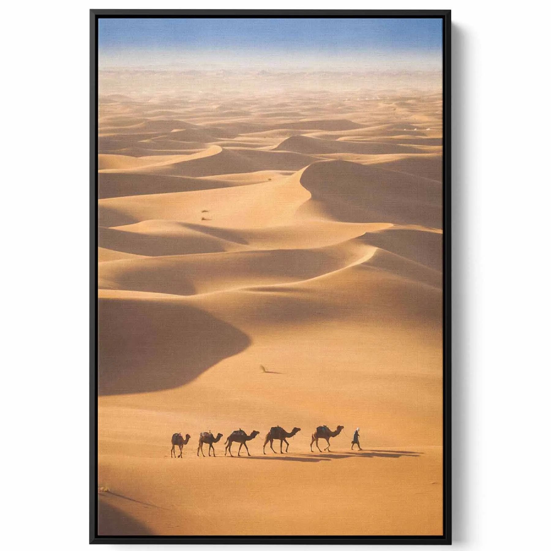Canvas Wall Art Stretched Over Wooden Frame with Black Floating Frame