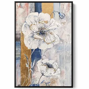 Canvas Wall Art Stretched Over Wooden Frame with Black Floating Frame