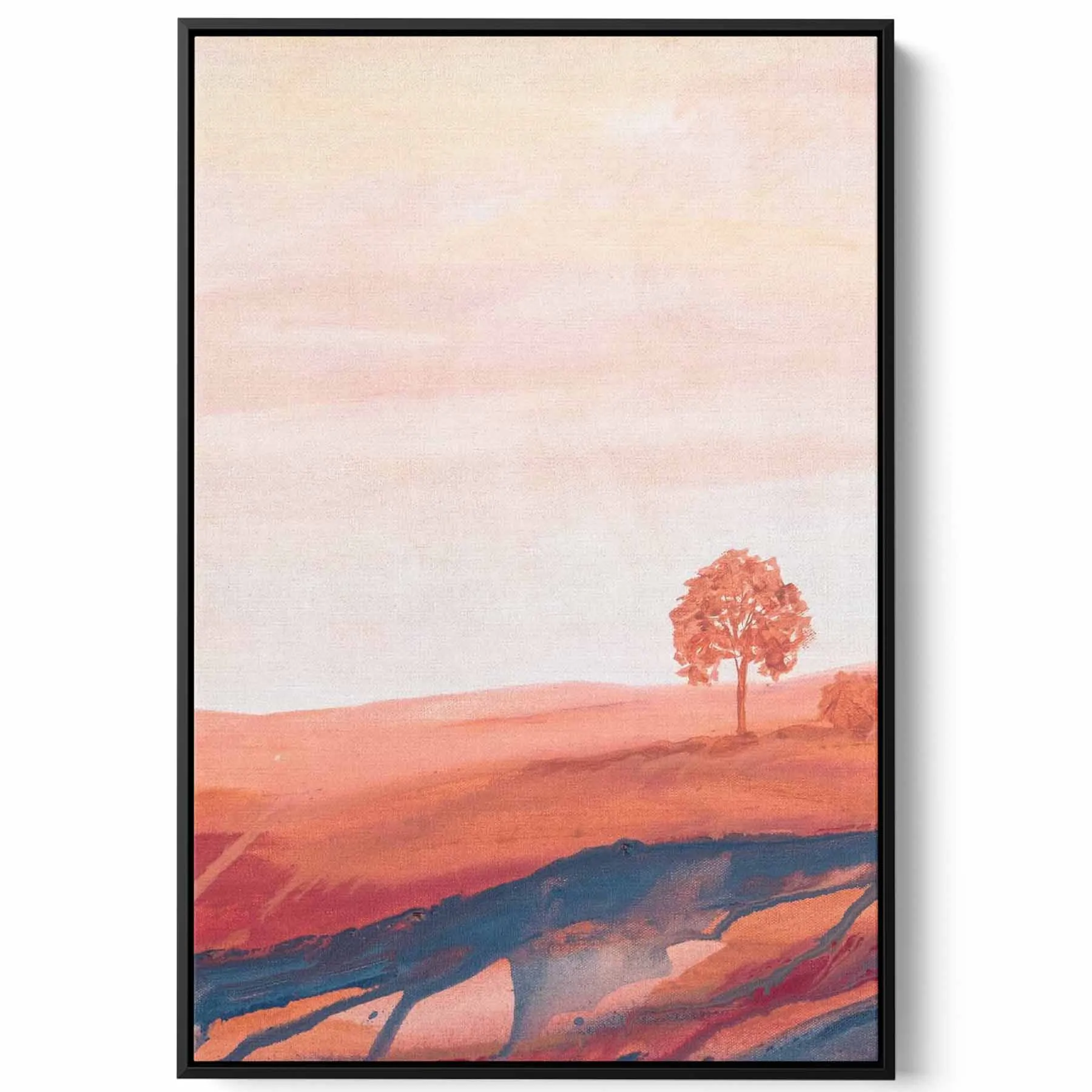 Canvas Wall Art Stretched Over Wooden Frame with Black Floating Frame