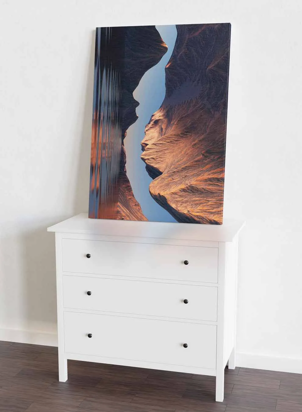 Canvas Wall Art Stretched Over Wooden Frame with Black Floating Frame