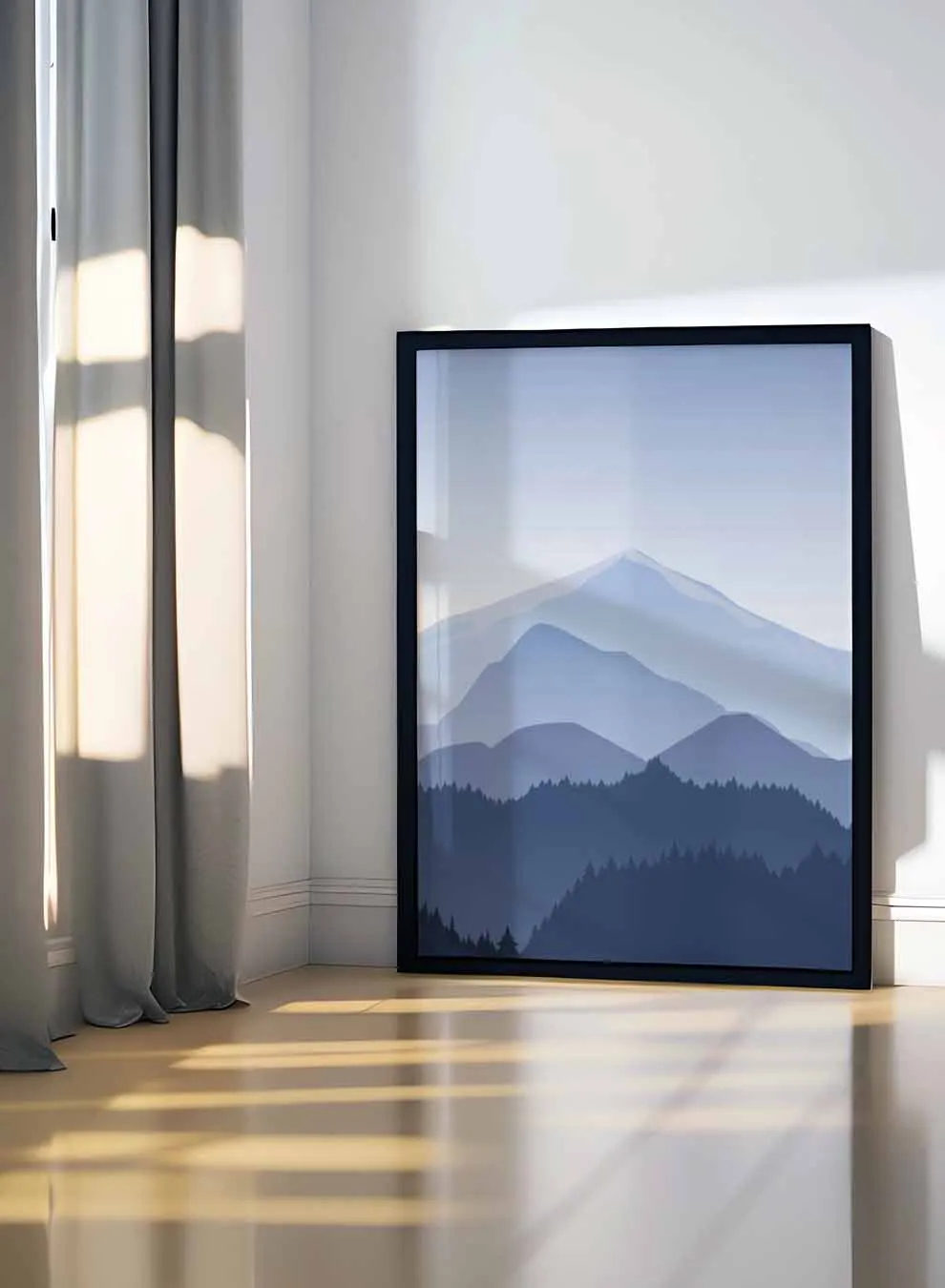 Canvas Wall Art Stretched Over Wooden Frame with Black Floating Frame